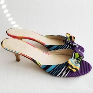 Nine West multi-colored kitten heel slid